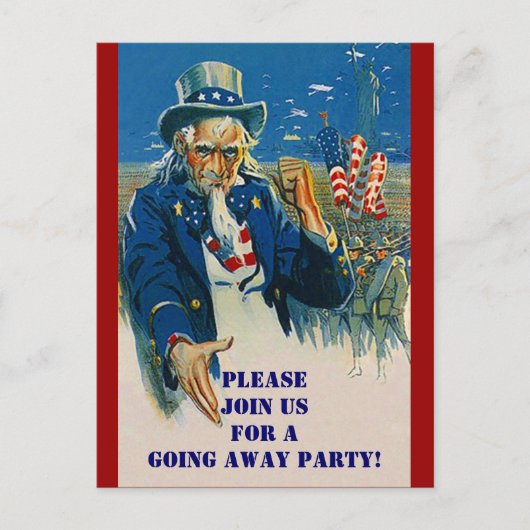 Vintage Postkarte Uncle Sam Patriotic Einladung (Vorderseite)