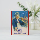 Vintage Postkarte Uncle Sam Patriotic Einladung (Stehend Vorderseite)