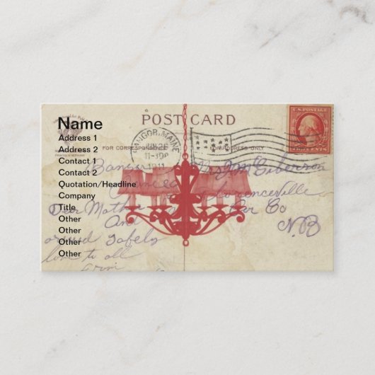 Vintage Postkarte und Lüster Visitenkarte (Vorderseite)