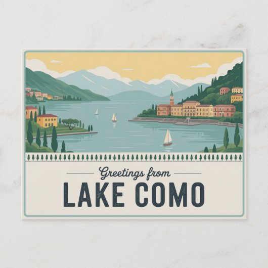 Vintage-Postkarte vom Comer See | Grüße aus Postkarte (Vorderseite)