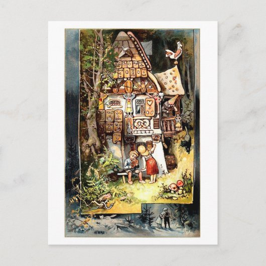 Vintage Postkarte von Hansel und Gretel (Vorderseite)