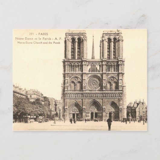 Vintage Postkarte von Notre Dame in Paris (Vorderseite)