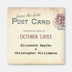 Vintage Postkarten-Briefmarke, die Save the Date Magnet