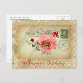 Vintage Postkarten-Collage Rosen und Kupid Postkarte (Vorne/Hinten)