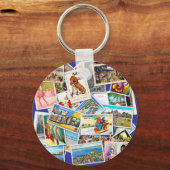 Vintage Postkarten-Collage Schlüsselanhänger (Vorderseite)