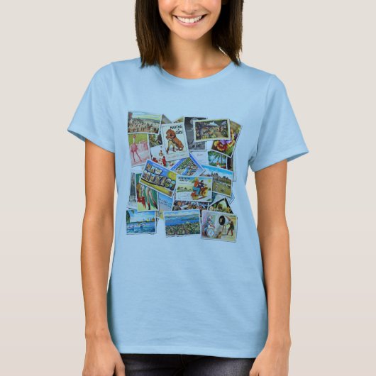 Vintage Postkarten-Collage T-Shirt (Vorderseite)