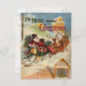 Vintage Postkarten des Santa Claus Reindeer Sleigh (Vorne/Hinten)