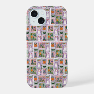 Vintage-Postkarten-Geister Halloween-Blumen-Case iPhone 15 Hülle