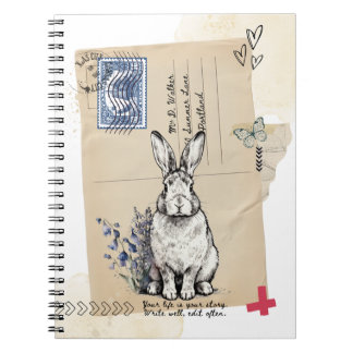 Vintage-Postkarten-Hasen-Notizbuch Journal Notizblock