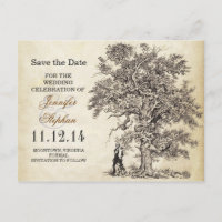 Vintage Postkarten mit alten Bäumen Save the Date