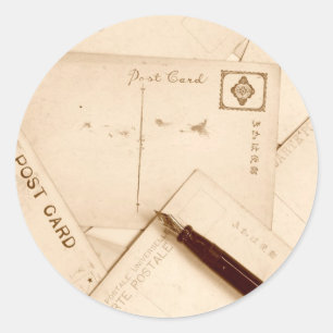 Vintage Postkarten Runder Aufkleber