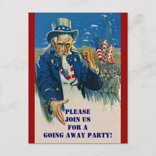 Vintage Postkarten-Uncle Sam Patriotische Einladungspostkarte