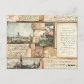 Vintage PostkartenCollage mit europäischen Briefen Postkarte (Rückseite)