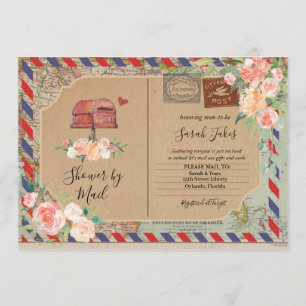 Vintage Postkartendusche per Mail Baby Dusche Einladung
