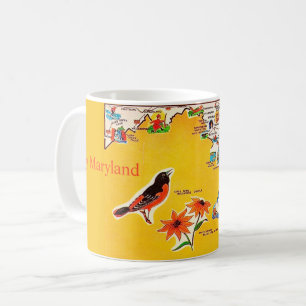Vintage-Postkartenkarte von Maryland Kaffeetasse