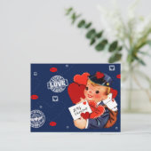 Vintage Postman Valentinstag Postkarten (Stehend Vorderseite)
