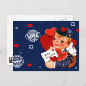 Vintage Postman Valentinstag Postkarten (Vorne/Hinten)