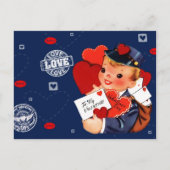 Vintage Postman Valentinstag Postkarten (Vorderseite)