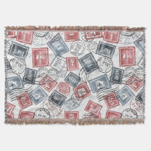 Vintage-Poststempel-Collage-Muster (1) Decke