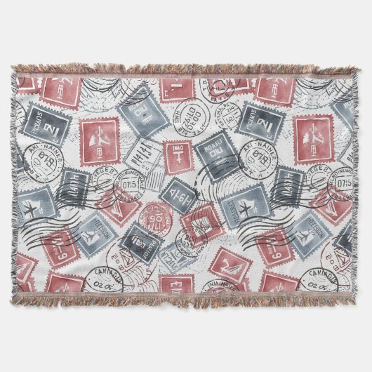 Vintage-Poststempel-Collage-Muster (1) Decke (Vorderseite)