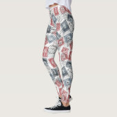 Vintage-Poststempel-Collage-Muster (1) Leggings (Links)