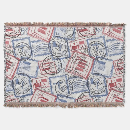 Vintage-Poststempel-Collage-Muster (2) Decke (Vorderseite)
