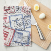 Vintage-Poststempel-Collage-Muster (2) Geschirrtuch (Viertel Falte)