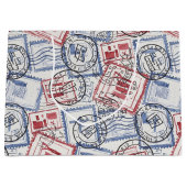 Vintage-Poststempel-Collage-Muster (2) Große Geschenktüte (Vorderseite)
