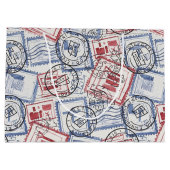Vintage-Poststempel-Collage-Muster (2) Große Geschenktüte (Rückseite)