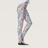Vintage-Poststempel-Collage-Muster (2) Leggings (Rechts)