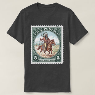 Vintage-Postwertzeichen Eingeborener Amerikanische T-Shirt