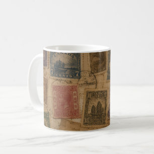 Vintage-Postwertzeichen philatelische Ephemera Kaffeetasse