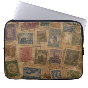 Vintage-Postwertzeichen philatelische Ephemera Laptopschutzhülle