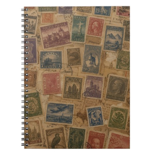 Vintage-Postwertzeichen philatelische Ephemera Notizblock (Vorderseite)