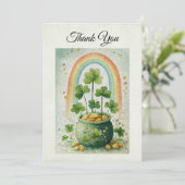 Vintage Pot of Gold and Rainbow Dankeskarte (Stehend Vorderseite)