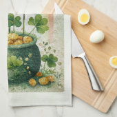 Vintage Pot of Gold and Rainbow Geschirrtuch (Viertel Falte)