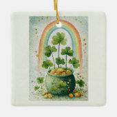 Vintage Pot of Gold and Rainbow Keramikornament (Vorderseite)