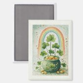 Vintage Pot of Gold and Rainbow Magnet (Vorderseite/Rückseite)