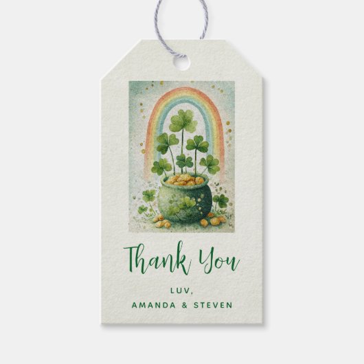 Vintage Pot of Gold and Rainbow - Party Geschenkanhänger (Vorderseite)