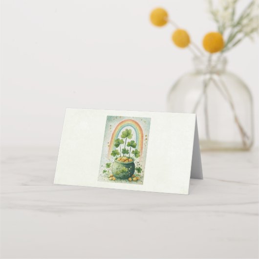  Vintage Pot of Gold and Rainbow Platzkarte (Vorderseite)