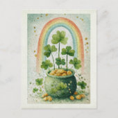 Vintage Pot of Gold and Rainbow Postkarte (Vorderseite)