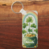 Vintage Pot of Gold and Rainbow Schlüsselanhänger (Vorderseite)