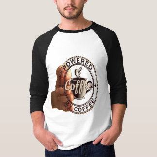 Vintage "Powered By Coffee" Baseball-Shirt mit Rag T-Shirt