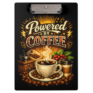 Vintage Powered by Coffee – Retro-Caffee-Liebhaber Klemmbrett