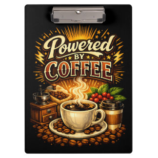 Vintage Powered by Coffee – Retro-Caffee-Liebhaber Klemmbrett