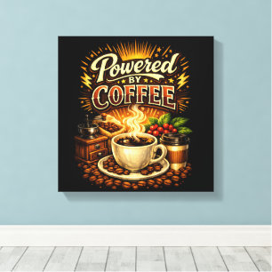 Vintage Powered by Coffee – Retro-Caffee-Liebhaber Leinwanddruck