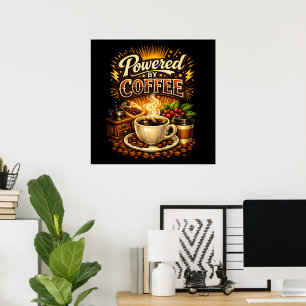 Vintage Powered by Coffee – Retro-Caffee-Liebhaber Poster