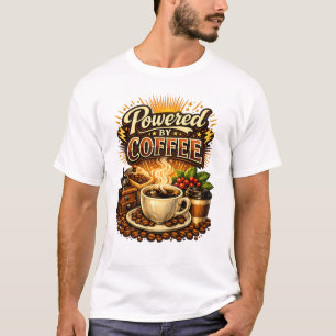 Vintage Powered by Coffee – Retro-Caffee-Liebhaber T-Shirt