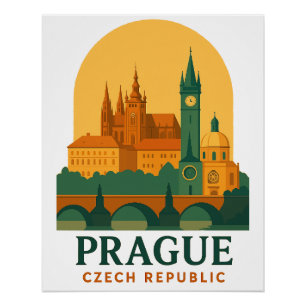 Vintage Prag Tschechien Reise Retro Poster