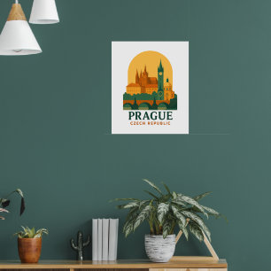 Vintage Prag Tschechien Reise Retro Poster